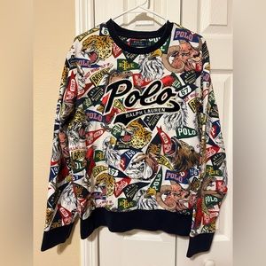 Polo Ralph Lauren Mascot Print All Star Sweatshirt Mens Large RARE